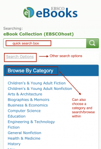 Image of Ebsco eBooks search interface